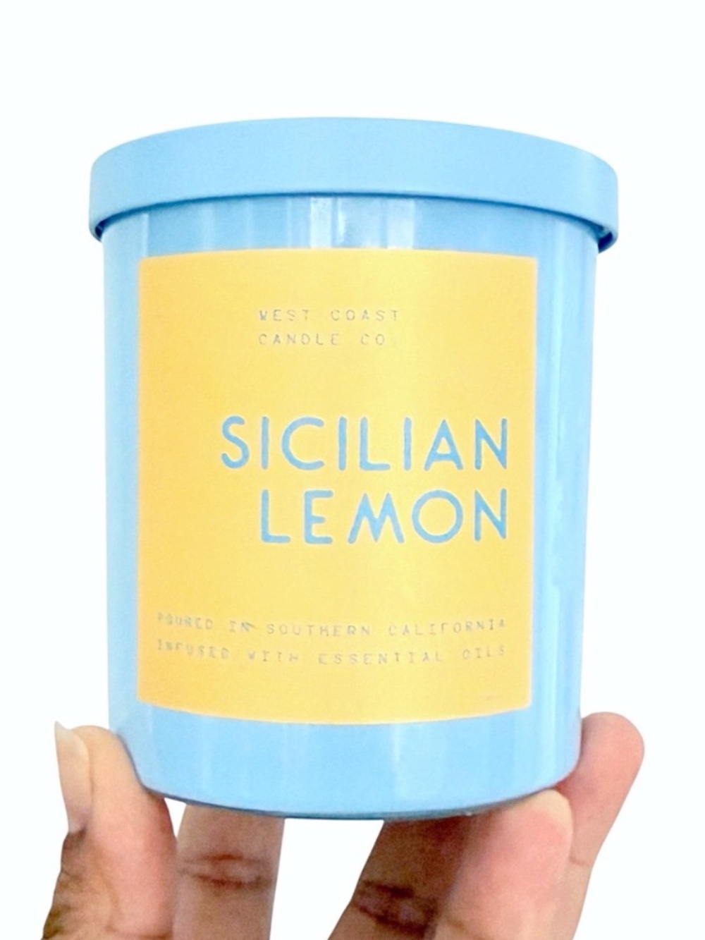 Leoben Company Sicilian Lemon Luxury Scented Candle - Light Blue and Yellow